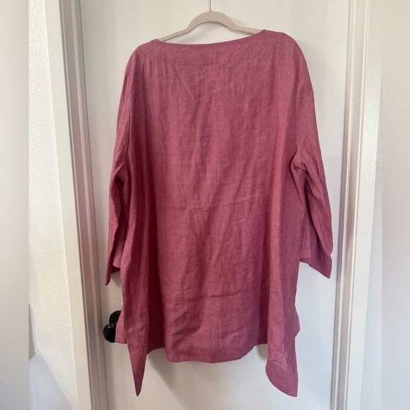 Marina Rinaldi FRISBEE Rose-Pink 100% Linen Scoop-Neck Tunic - 20 NWT - Picture 2 of 7